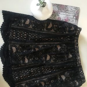 Lace skirt with nude slip